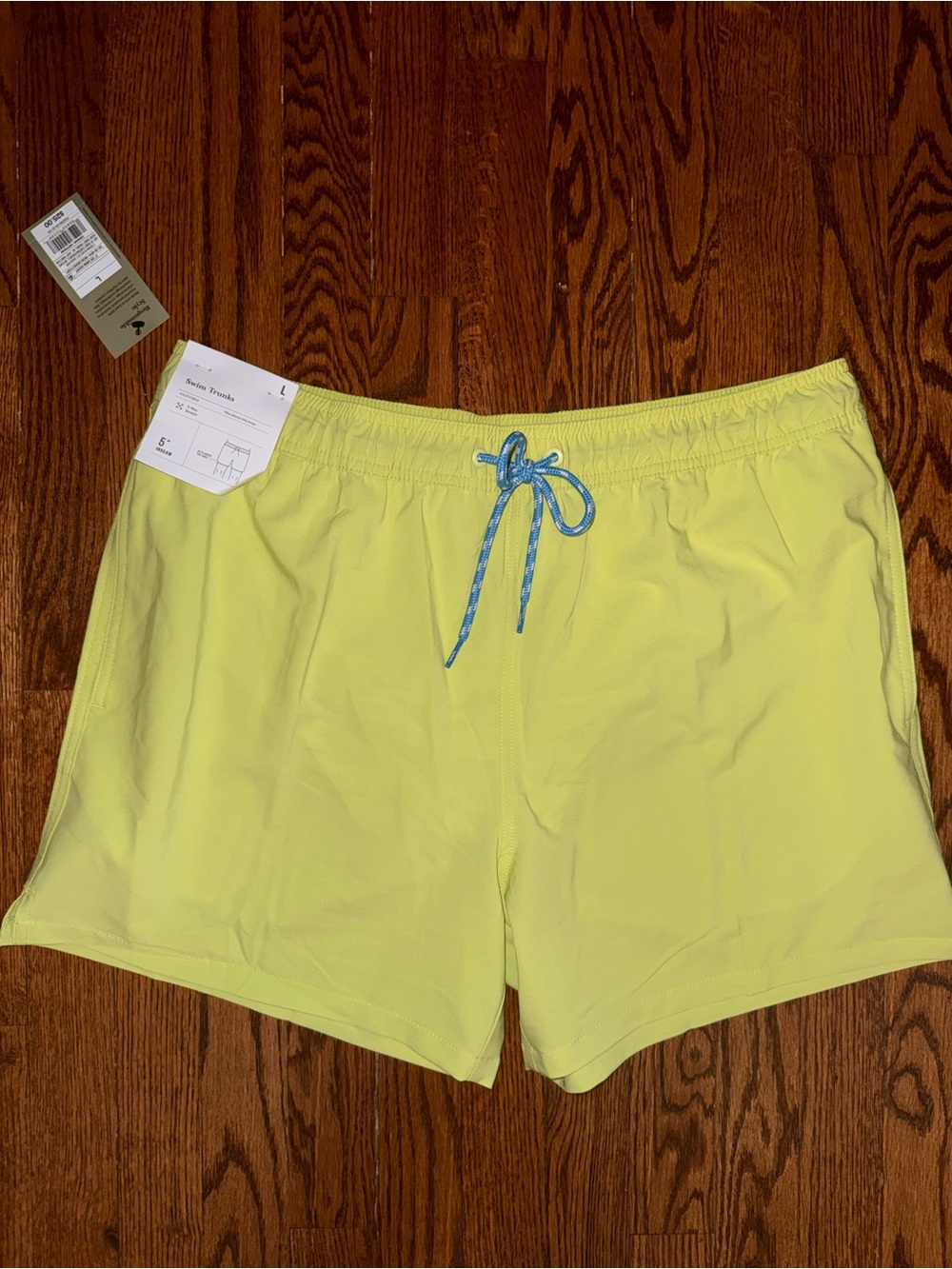 Goodfellow & Co Neon Yellow Athletic Shorts with Blue Drawstring